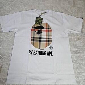 A Bathing Ape Men's White Graphic Logo T-Shirt Crew Neck Size L